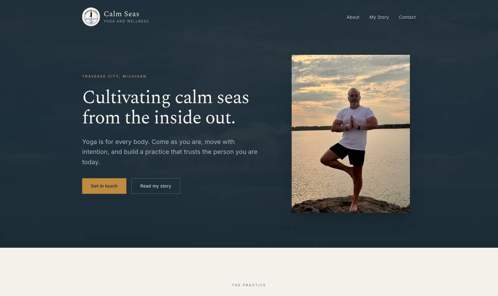 Calm Seas Yoga and Wellness website