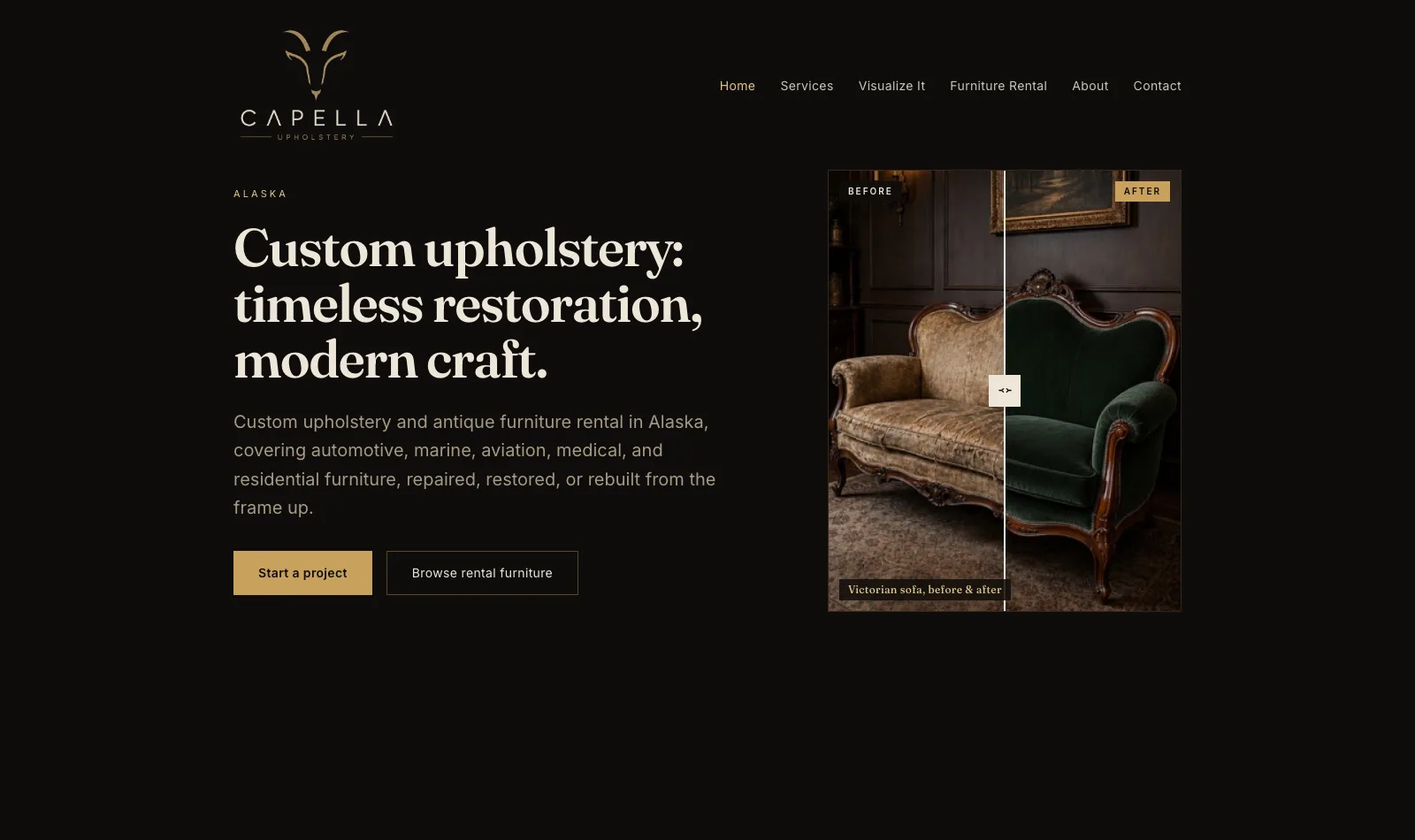 Capella Upholstery website